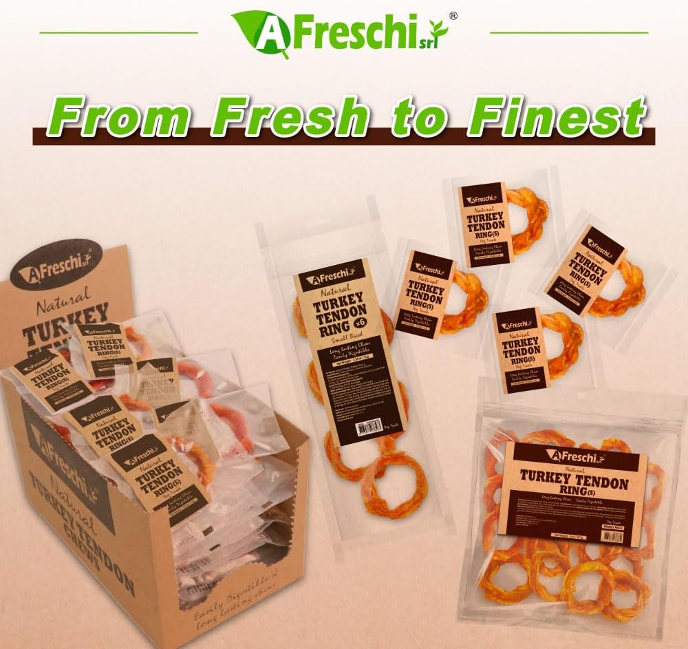 A Freschi srl® All-Natural Turkey Tendon for Dogs, Ring (S), 6 Count