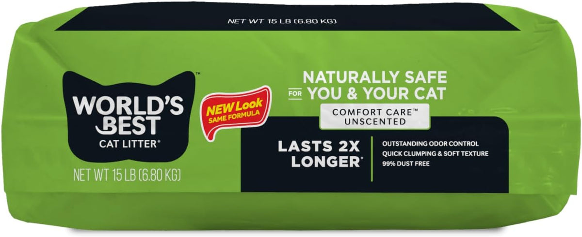 World's Best Cat Litter, Comfort Care, Unscented, Odor Control, 15 lb Bag