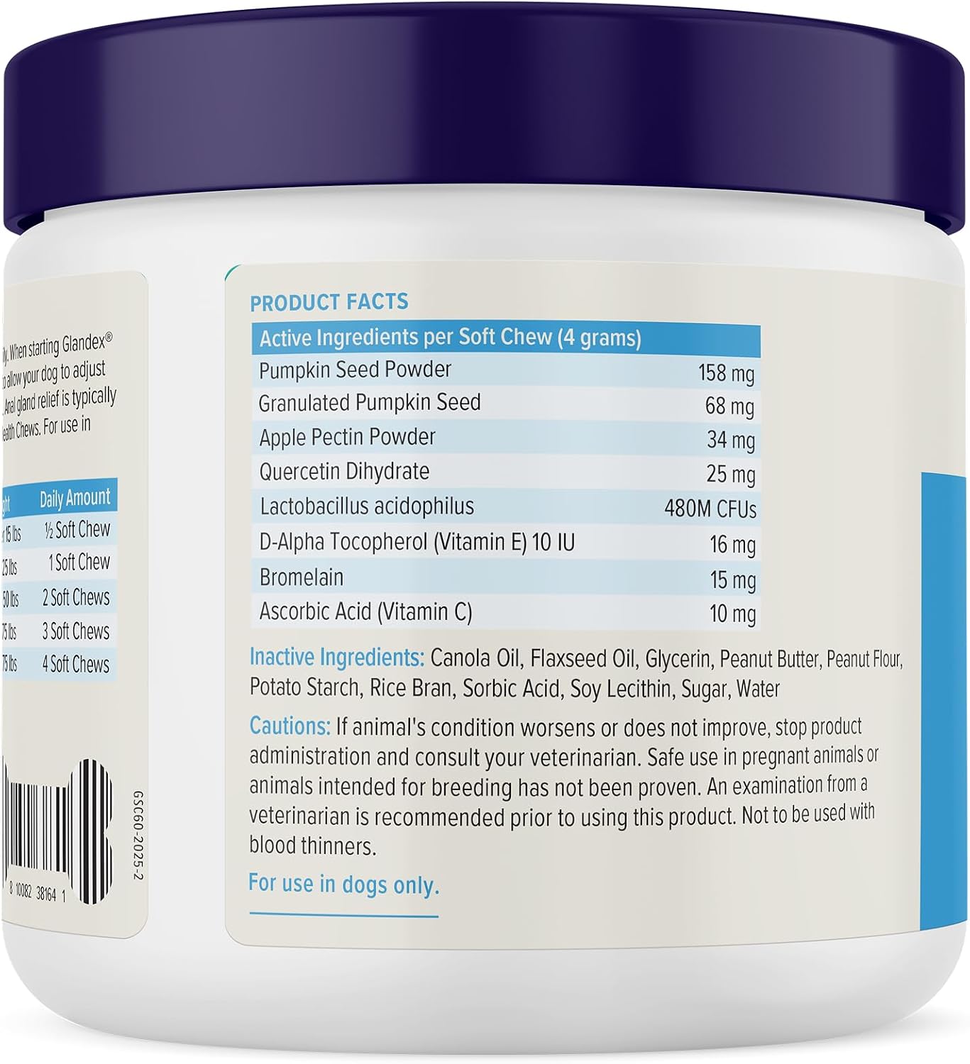 Vetnique Glandex for Dogs Anal Gland Chews 60ct Pumpkin + Digestive Enzymes