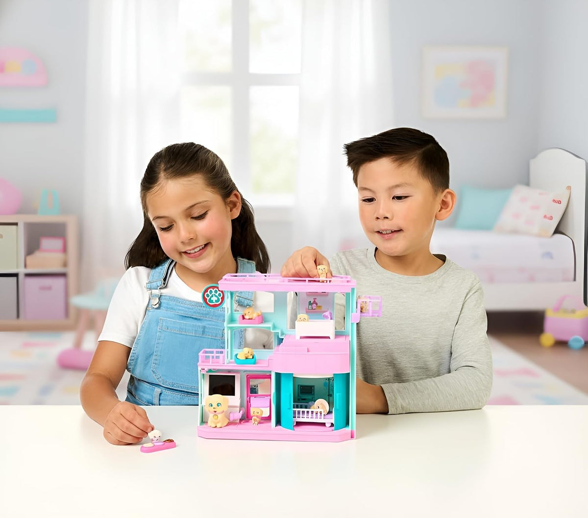 Little Live Pets Mama Surprise Families Pet Vet Playset, Baby Care Clinic Animal Hospital Play Set, 3 Puppies, Accessories, Vet Toys for Kids 5+