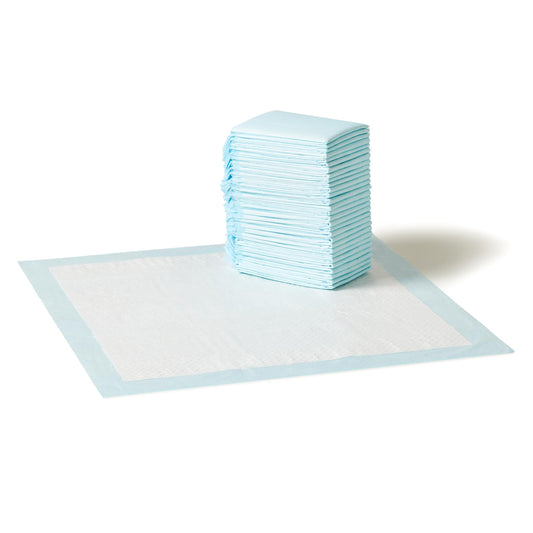 Basics Leak-Proof Dog and Puppy Potty Training Pee Pads with Quick-Dry 5-Layer Super Absorbent Design, Regular Size 22 x 22 inch, Blue & White, 100 Count