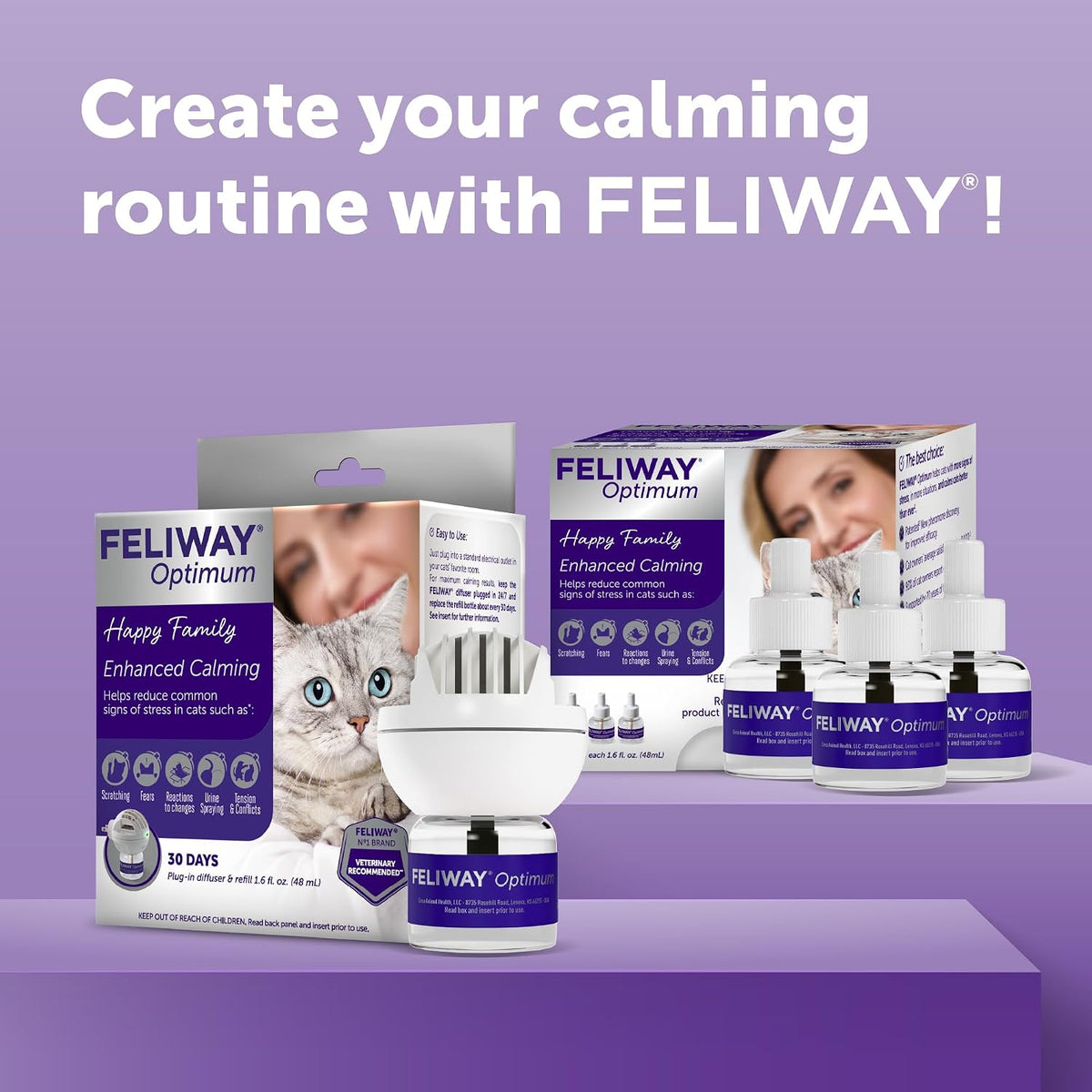 FELIWAY Optimum Cat Calming Pheromone Diffuser Refill - 6 Pack