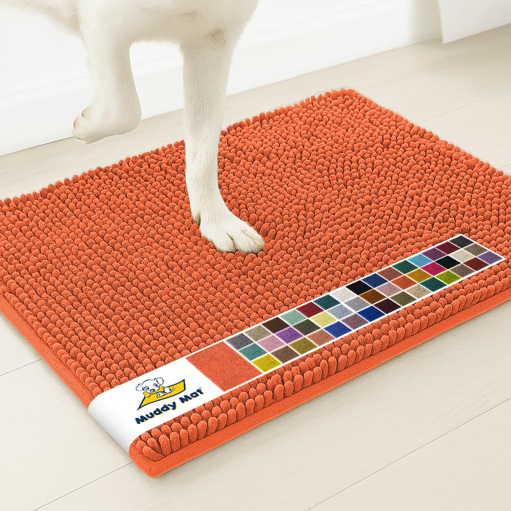 Muddy Mat® | Super Water Absorbent Door Mat Indoor, Microfiber Quick Dry Chenille Entryway Rug, Slip Resistant Front Door Mat, Indoor Mats for Entryway, Machine Washable Pet Rug, Beige 24"x36"