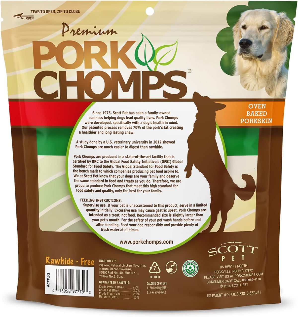 Pork Chomps Baked Pork Skin Dog Chews, 6 in Twists, Assorted Flavors, 12 Ct