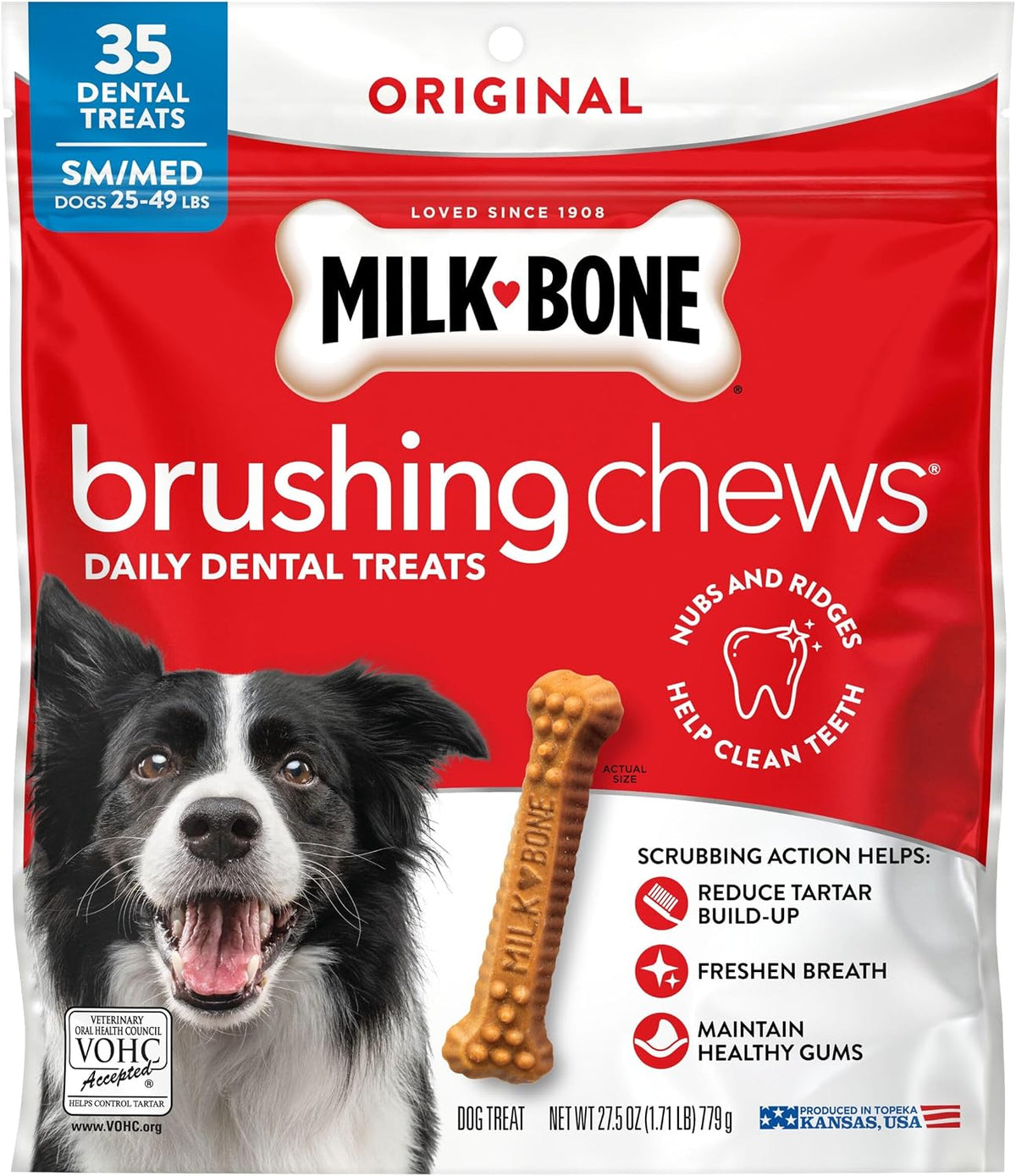 Milk-Bone Brushing Chews, Small/Medium, Original Flavor, 35 Dental Treats