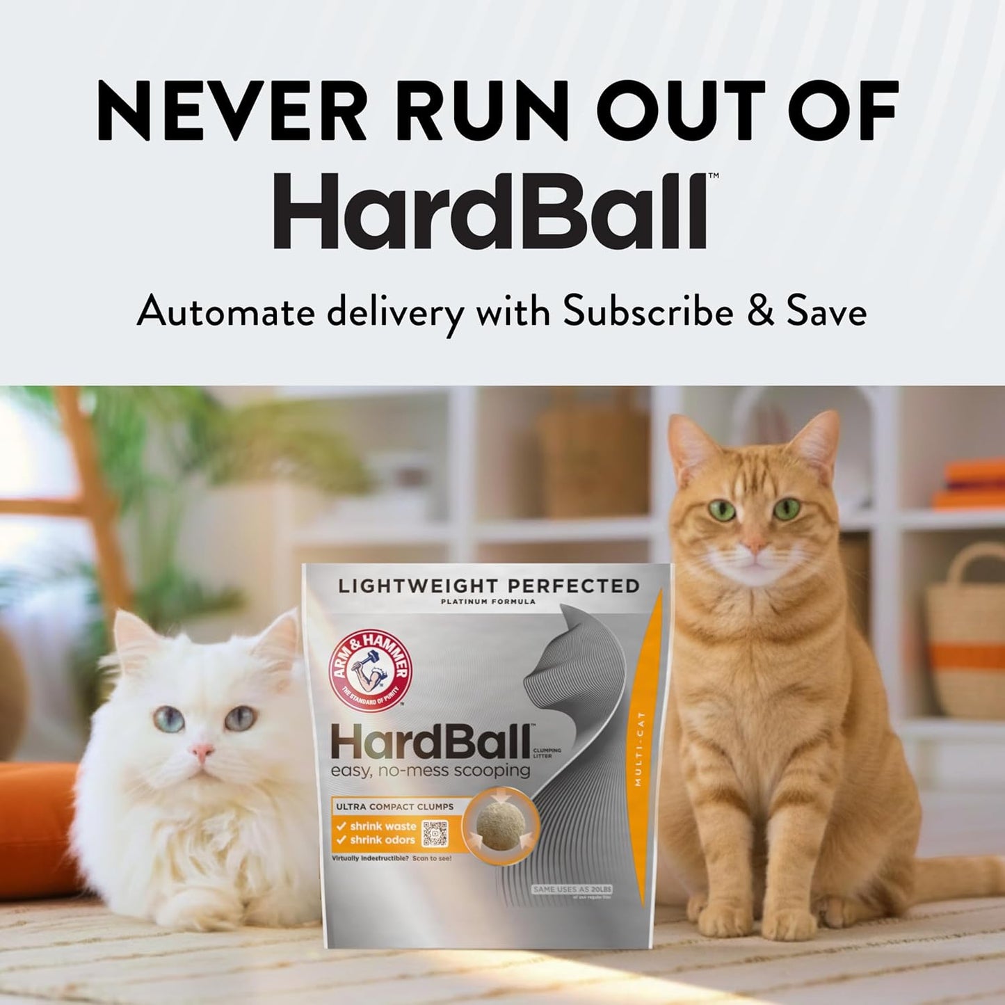 ARM & HAMMER HardBall Clumping Cat Litter, Garden Bloom, 14.5 Lbs