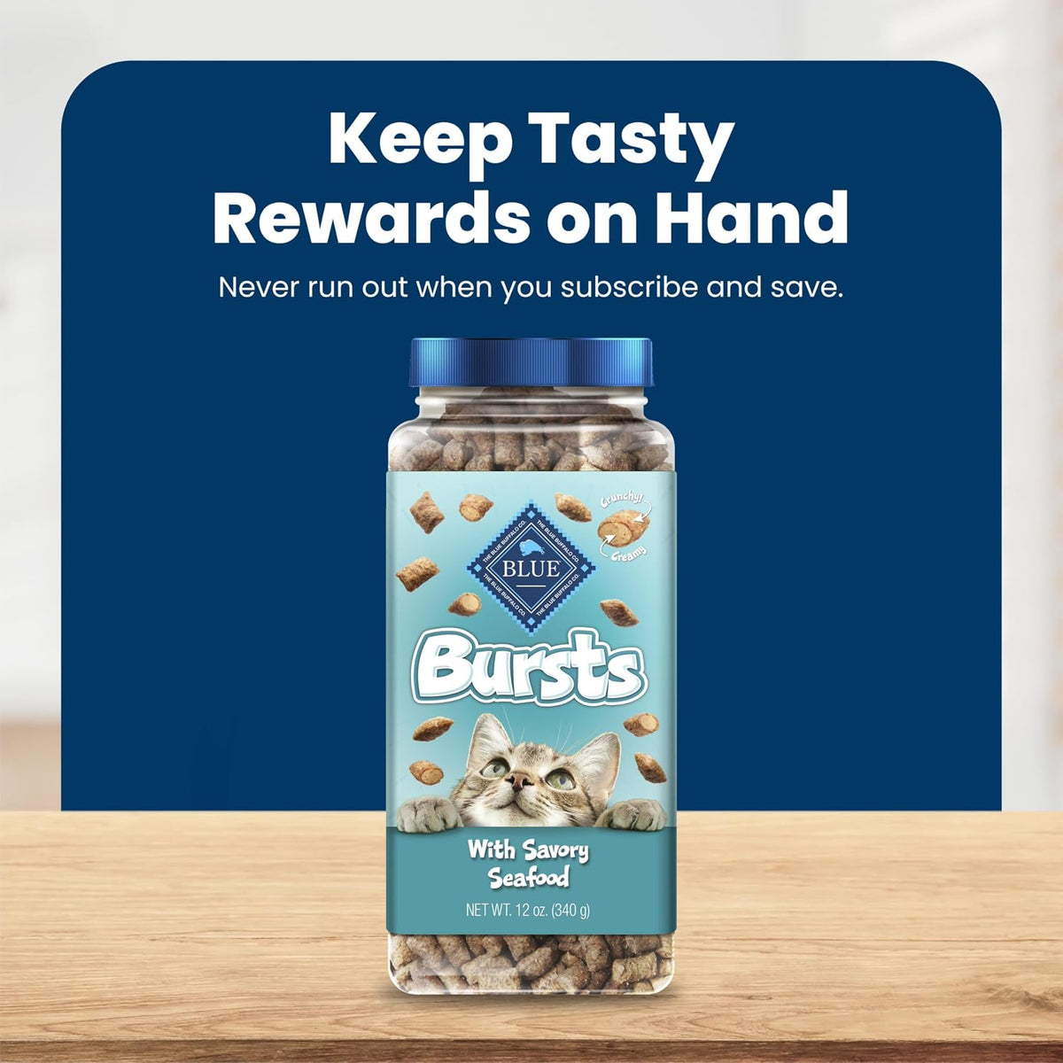 Blue Buffalo Bursts Seafood Crunchy & Creamy Cat Treats, 12 oz