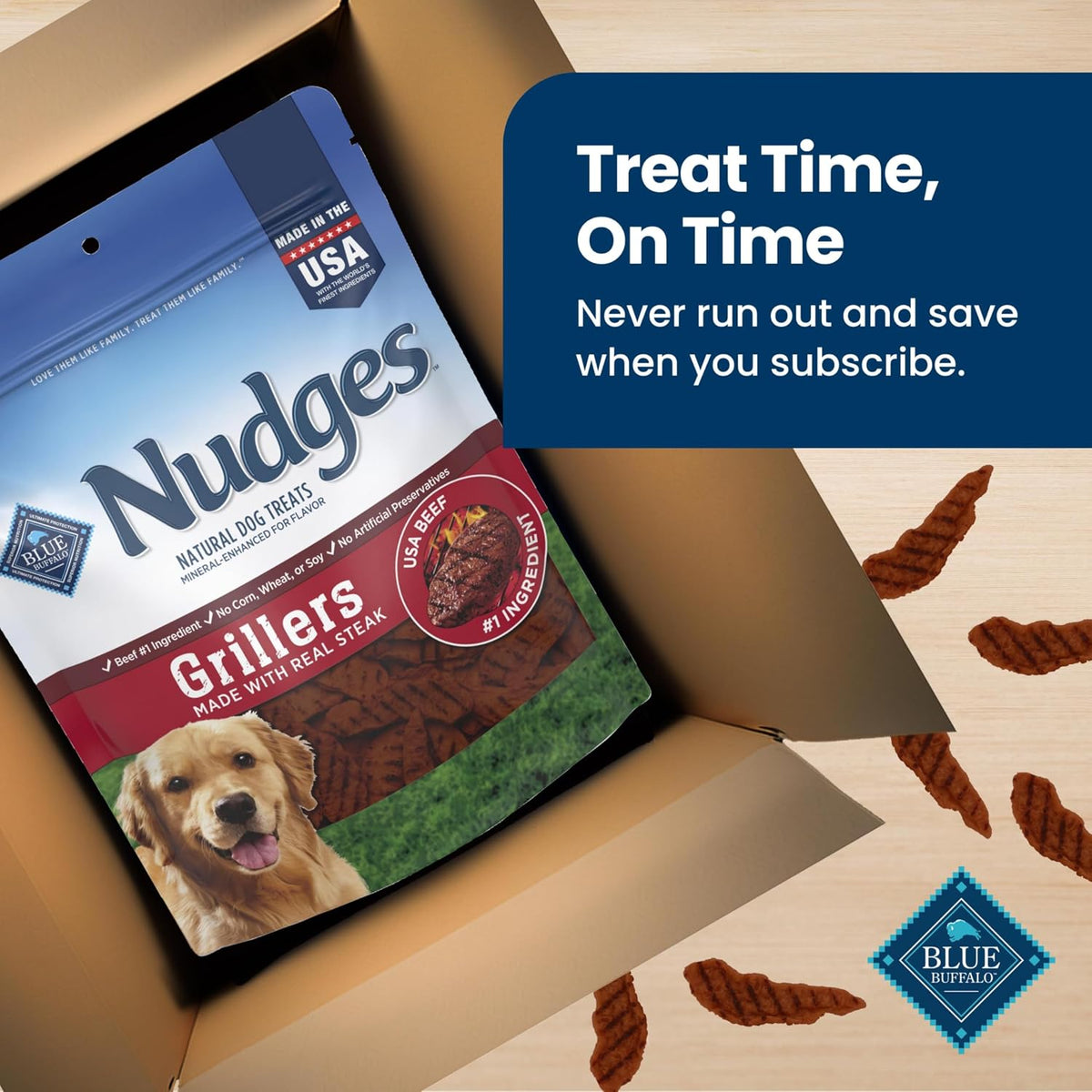 Blue Buffalo Nudges Grillers Steak Dog Treats, 16 oz