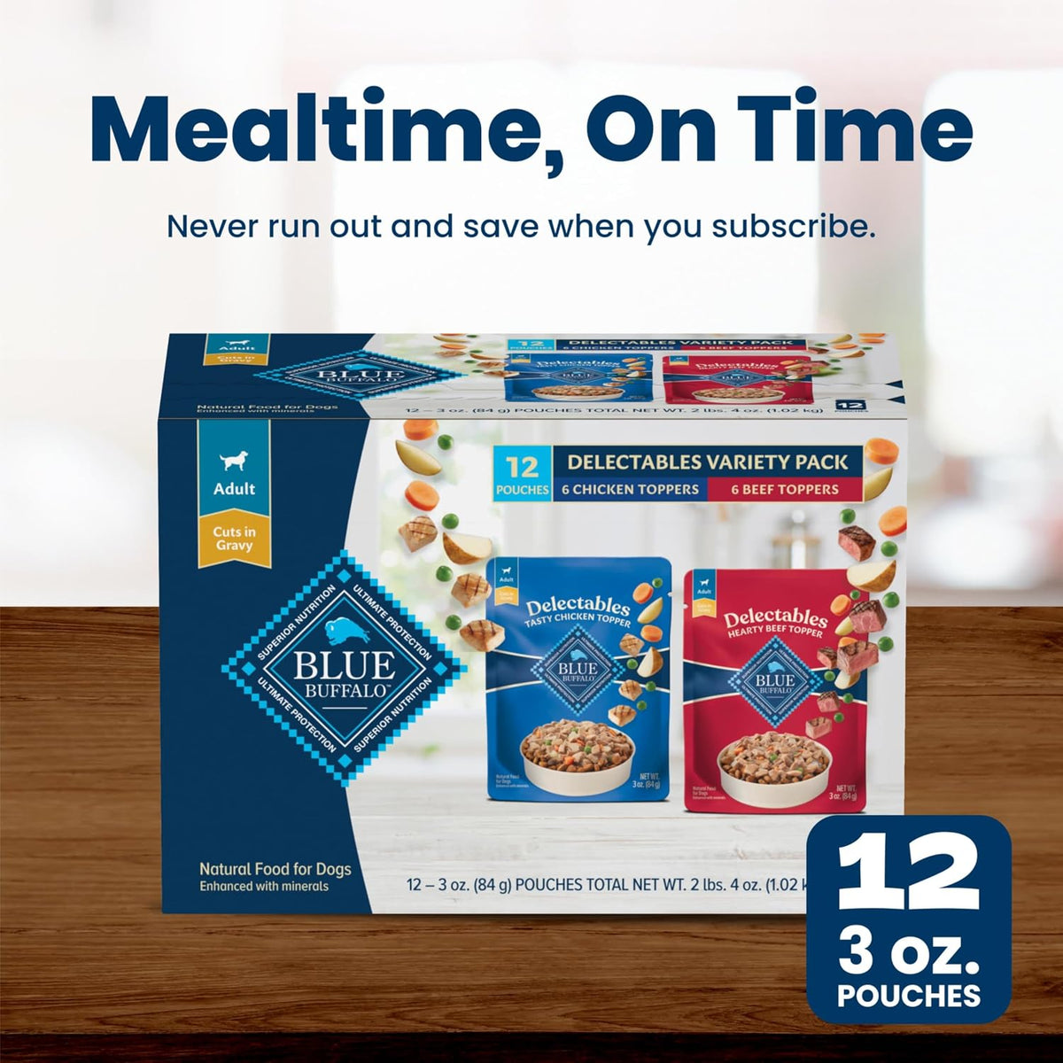 Blue Buffalo Delectables Variety Pack Dog Food Topper, 3 oz, 12 ct