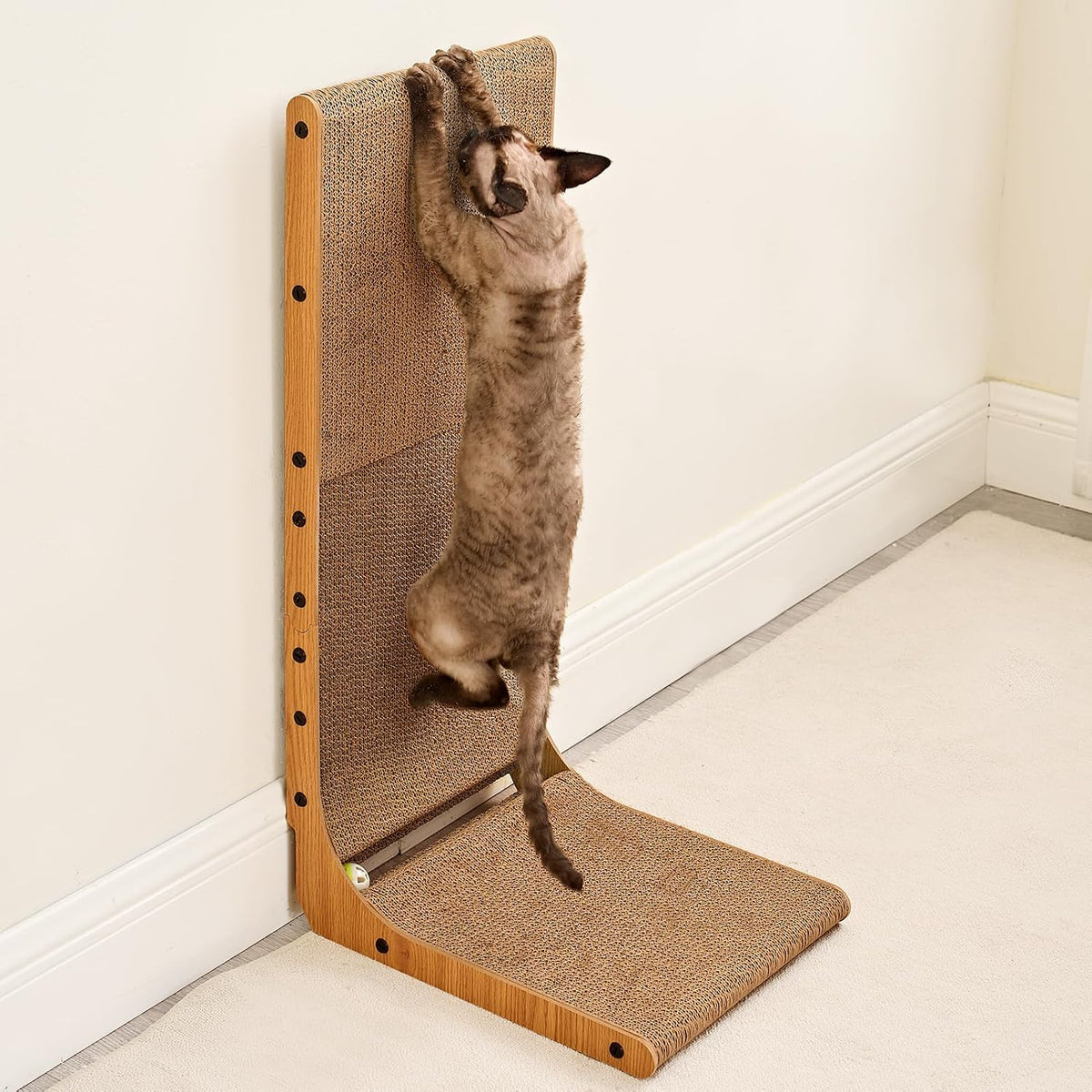 EHEYCIGA Cardboard Cat Scratcher for Indoor Cats, 32 Inch, Brown