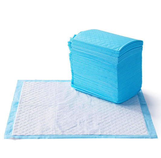 Basics X-Large Heavy Duty Absorbent Puppy Potty Pads, Leak-Proof, Quick-Dry, Super Absorbent Gel Technology for Dog Training, 28 x 34 Inches, Blue & White, Pack of 50