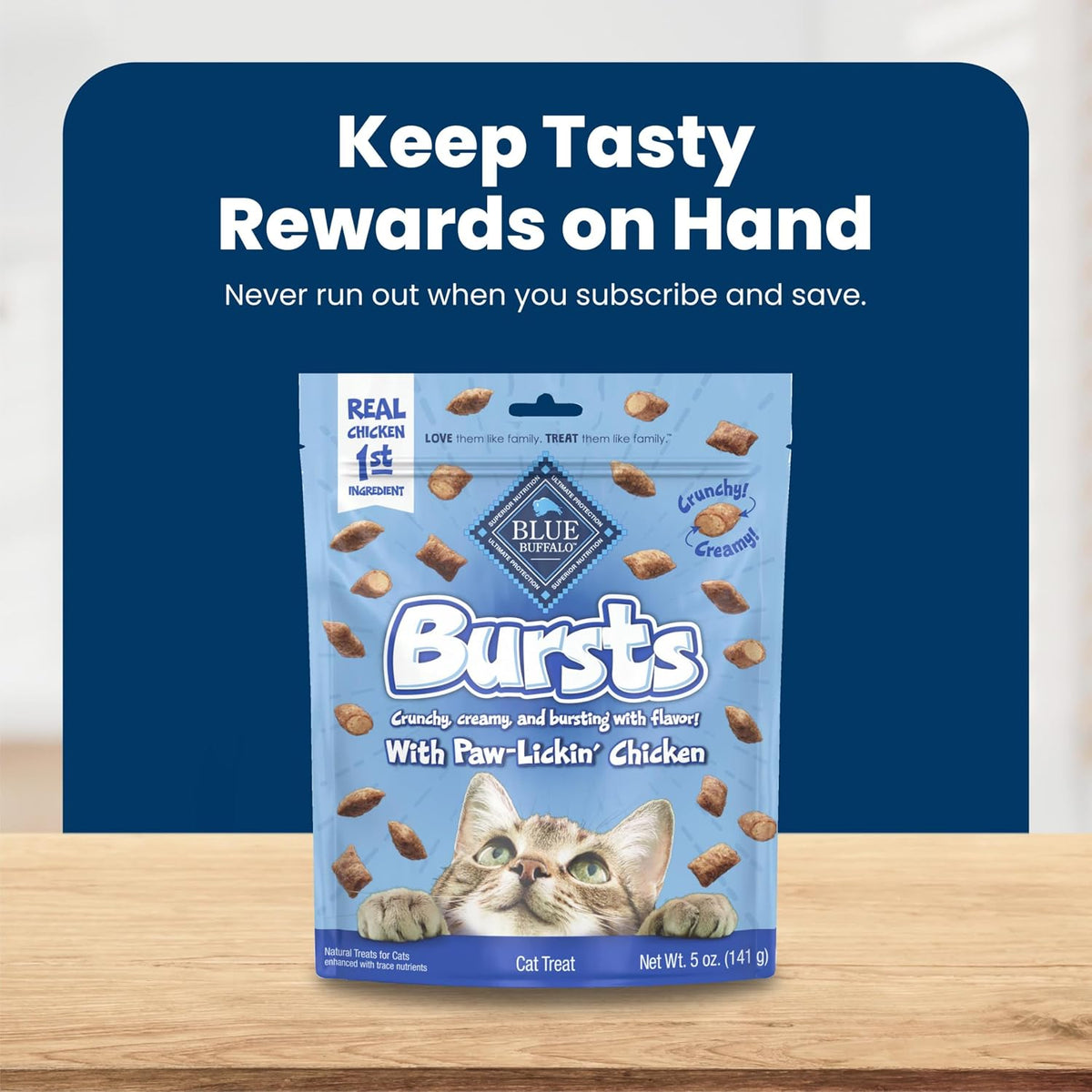 Blue Buffalo Bursts Chicken Crunchy & Creamy Cat Treats, 5 oz