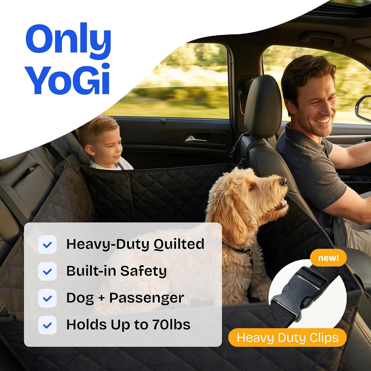 Half Hammock Dog Seat Cover for Back Seat - Waterproof Half Backseat Dog Cover, Space Saving Split Seat Design, Universal Fit & Heavy Duty Pet Restraint