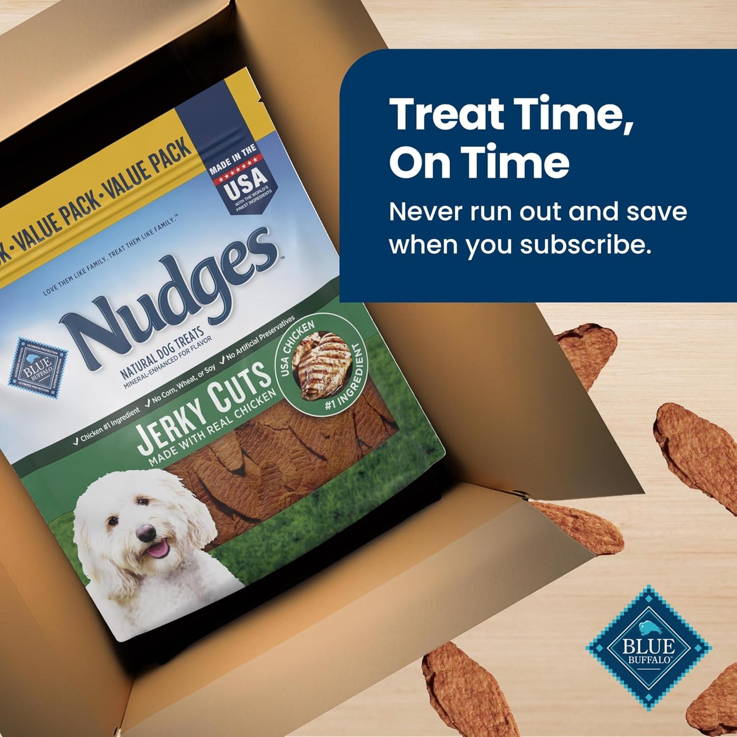 Blue Buffalo Nudges Jerky Cuts Chicken Dog Treats, 36 oz