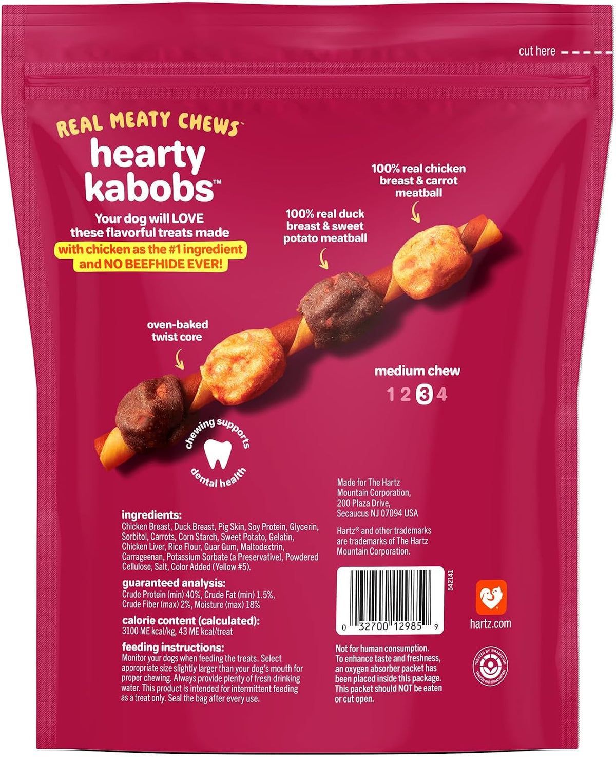 Oinkies Hearty Kabobs Rawhide‑Free Dog Treats, 18 Count