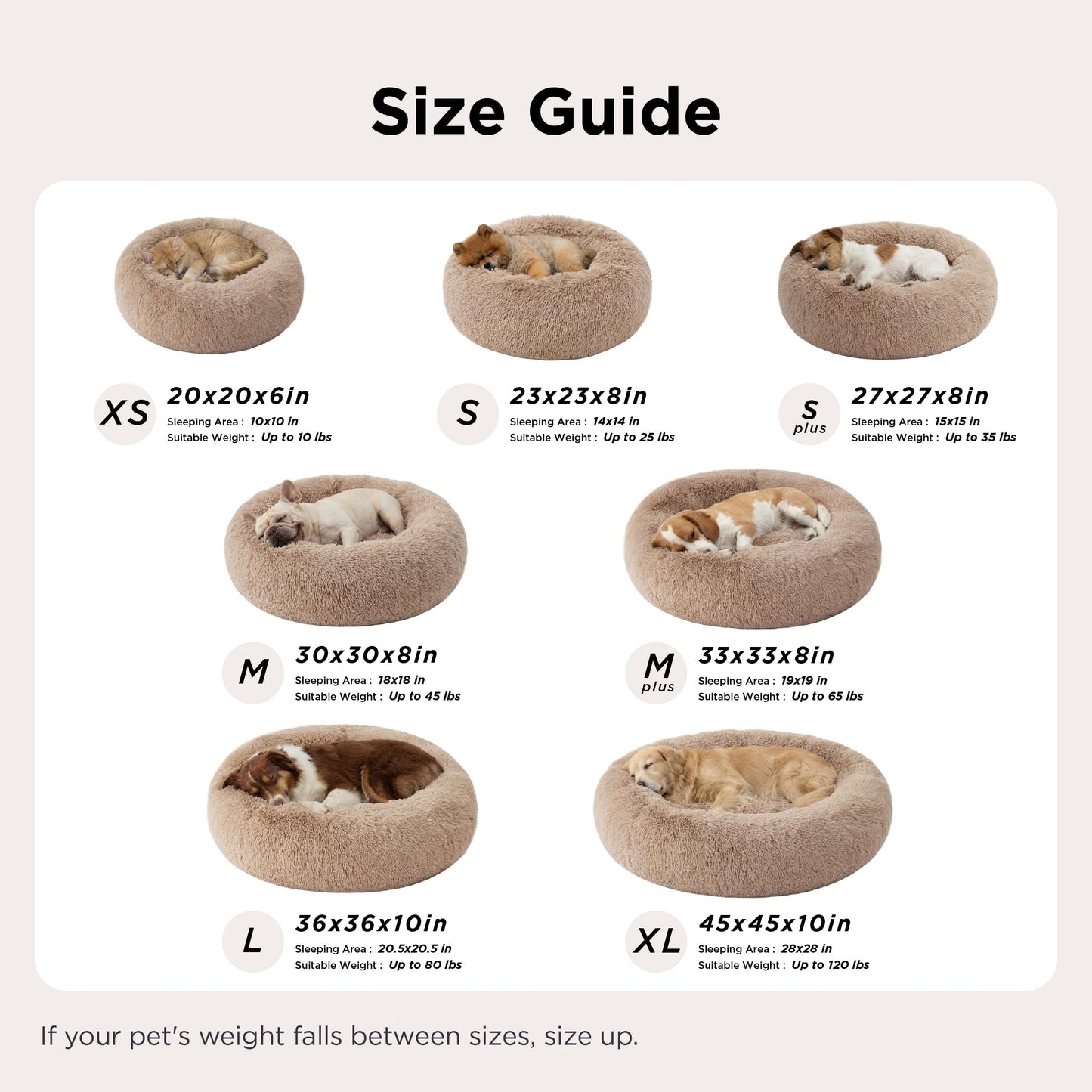 Bedsure Calming Small Dog Bed Donut Washable Cat&Puppy Bed,23 inches Camel