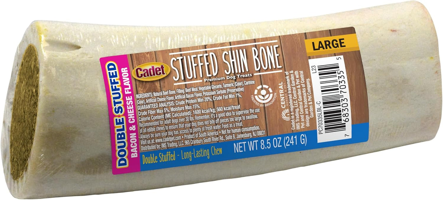 Cadet Stuffed Shin Bones for Dogs, Bacon & Cheese Flavor, Large, 5-6"