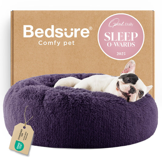 Bedsure Calming Small Dog Bed Donut Washable Cat&Puppy Bed,23 inches Camel