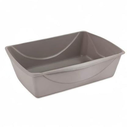 Petmate Basic Open Plastic Cat Litter Pan, Gray, Small