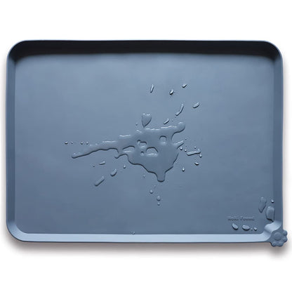 Hoki Found Large Silicone Pet Feeding Tray - Waterproof Dog Pet Cat Feeding Mat - Non Slip Pet Dog Cat Food Bowl Mats Placemat -Pet Water Mats for Carpet -Gray