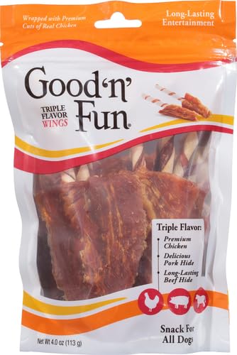 Good 'n' Fun Wings Long-Lasting Dog Treat with Real Protein, 12 oz (2 Pack)