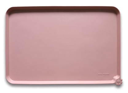 Hoki Found Large Silicone Pet Feeding Tray - Waterproof Dog Pet Cat Feeding Mat - Non Slip Pet Dog Cat Food Bowl Mats Placemat -Pet Water Mats for Carpet -Gray