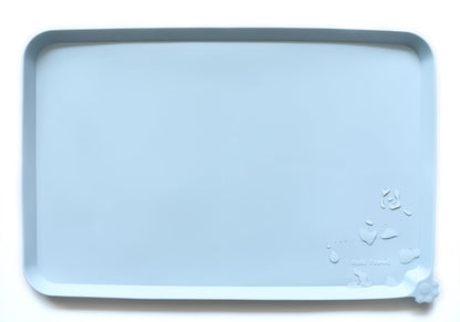 Hoki Found Large Silicone Pet Feeding Tray - Waterproof Dog Pet Cat Feeding Mat - Non Slip Pet Dog Cat Food Bowl Mats Placemat -Pet Water Mats for Carpet -Gray