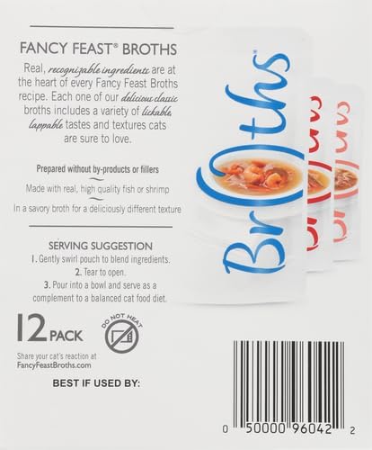 Fancy Feast Purina Broths, Classic Seafood Wet Cat Food, 1.4 Ounce (Pack of 36)
