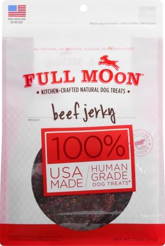 Full Moon Beef Jerky Healthy All Natural Dog Treats Human Grade Made in USA Grain Free 11 oz (Pack of 4)