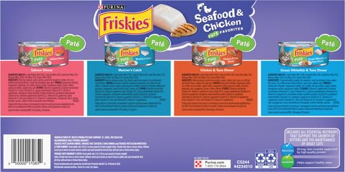 Purina Friskies Pate Wet Cat Food Variety, Seafood & Chicken, (40) 5.5 oz