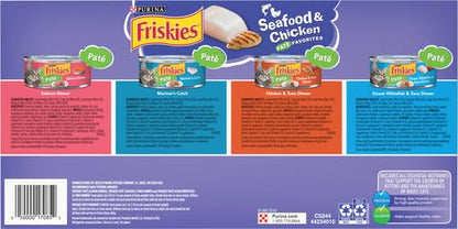Purina Friskies Pate Wet Cat Food Variety, Seafood & Chicken, (40) 5.5 oz