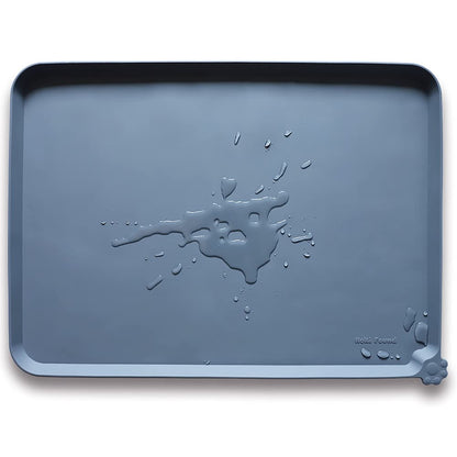 Hoki Found Large Silicone Pet Feeding Tray - Waterproof Dog Pet Cat Feeding Mat - Non Slip Pet Dog Cat Food Bowl Mats Placemat -Pet Water Mats for Carpet -Gray