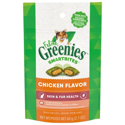Greenies Feline Smartbites Skin & Fur Health Cat Treats, Salmon, 2.1 oz