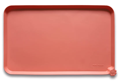 Hoki Found Large Silicone Pet Feeding Tray - Waterproof Dog Pet Cat Feeding Mat - Non Slip Pet Dog Cat Food Bowl Mats Placemat -Pet Water Mats for Carpet -Gray