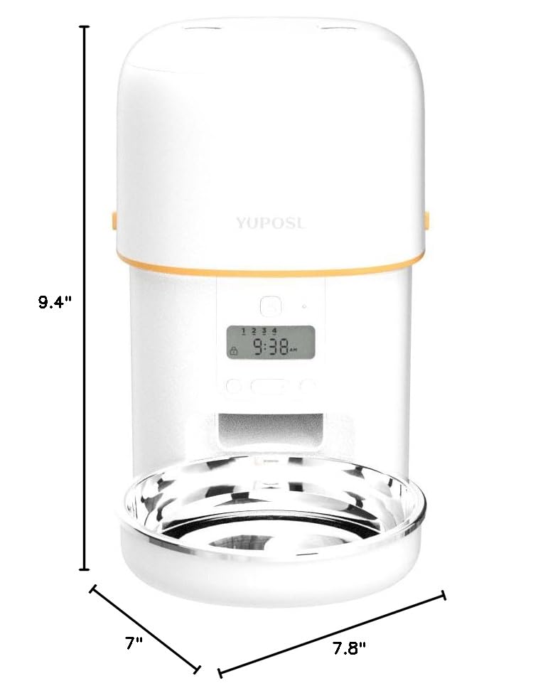 Automatic Cat Feeder, 3L Cat Food Dispenser with Anti-Jam Design, Over 180-day Battery Life, 1-6 Meals Per Day with Stainless Steel Cat Bowl, Keep Dry Food Fresh, Timed Pet Feeder Also for Small Dog
