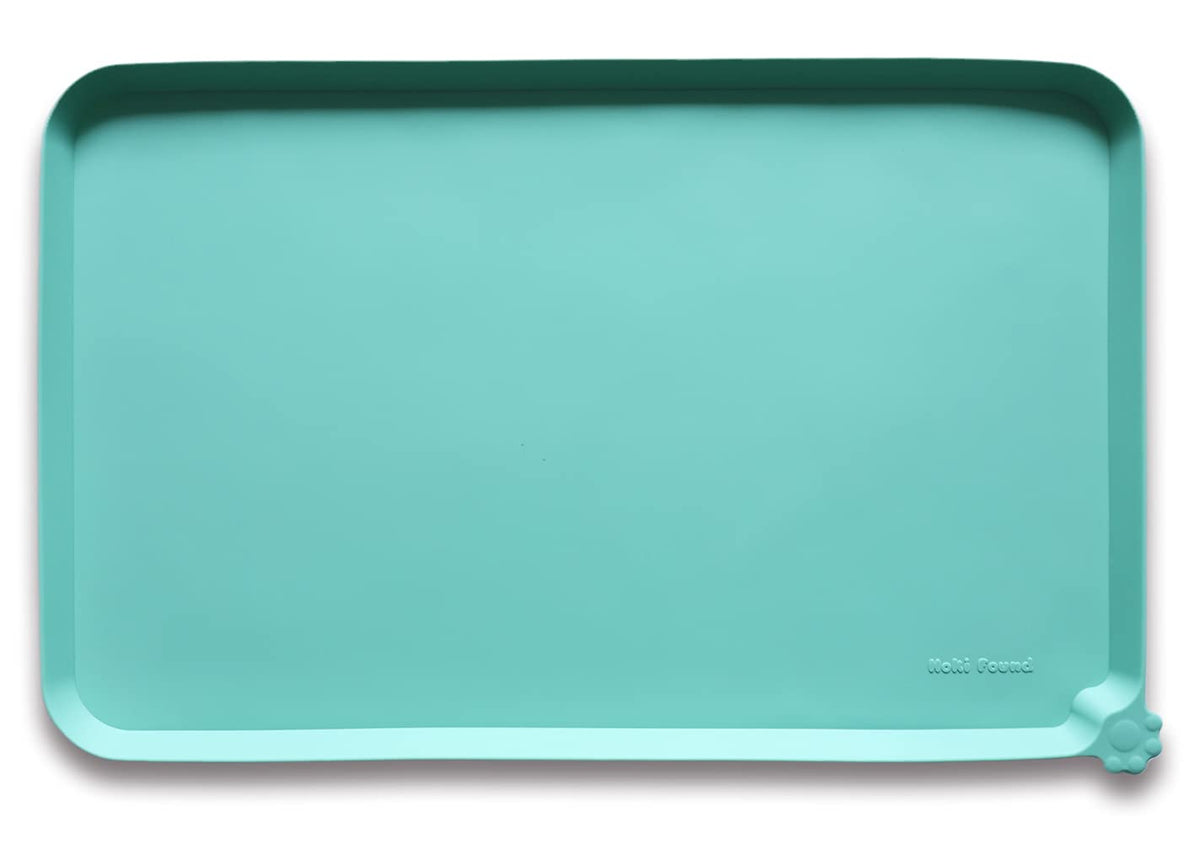 Hoki Found Large Silicone Pet Feeding Tray - Waterproof Dog Pet Cat Feeding Mat - Non Slip Pet Dog Cat Food Bowl Mats Placemat -Pet Water Mats for Carpet -Gray