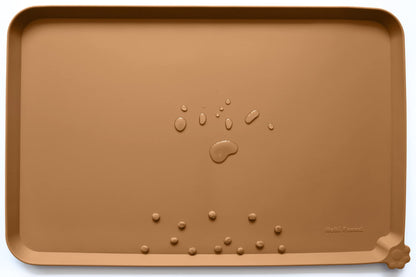 Hoki Found Large Silicone Pet Feeding Tray - Waterproof Dog Pet Cat Feeding Mat - Non Slip Pet Dog Cat Food Bowl Mats Placemat -Pet Water Mats for Carpet -Gray