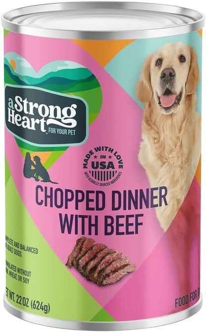 A Strong Heart Chopped Dog Food, Real Beef Dinner, 13.2oz Cans, 12pk