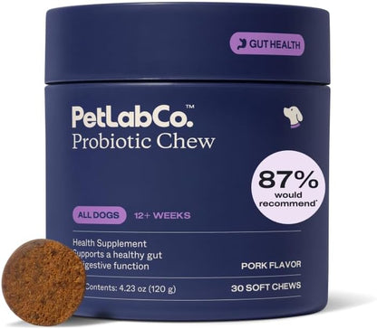 PetLab Co. Probiotic Chews for Dogs, 30 Soft Chews, Pork