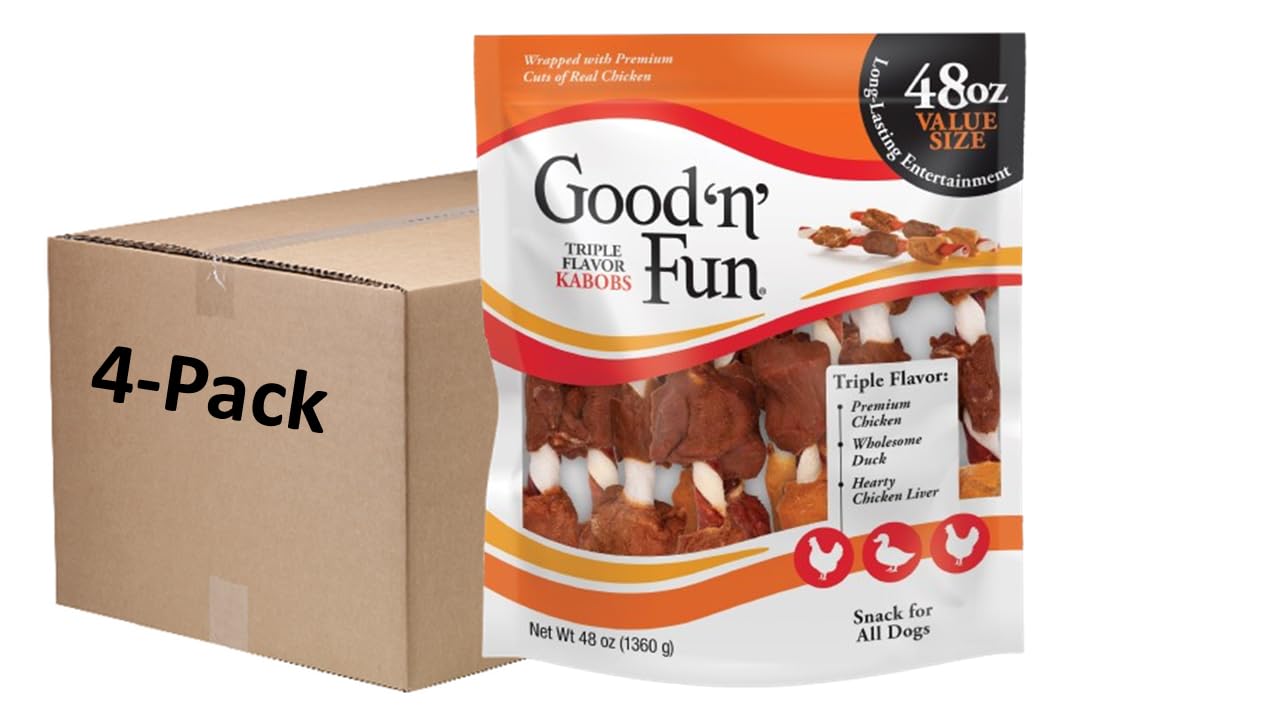 Good 'n' Fun Kabobs Long-Lasting Dog Treat Made With Real Protein, 48 oz