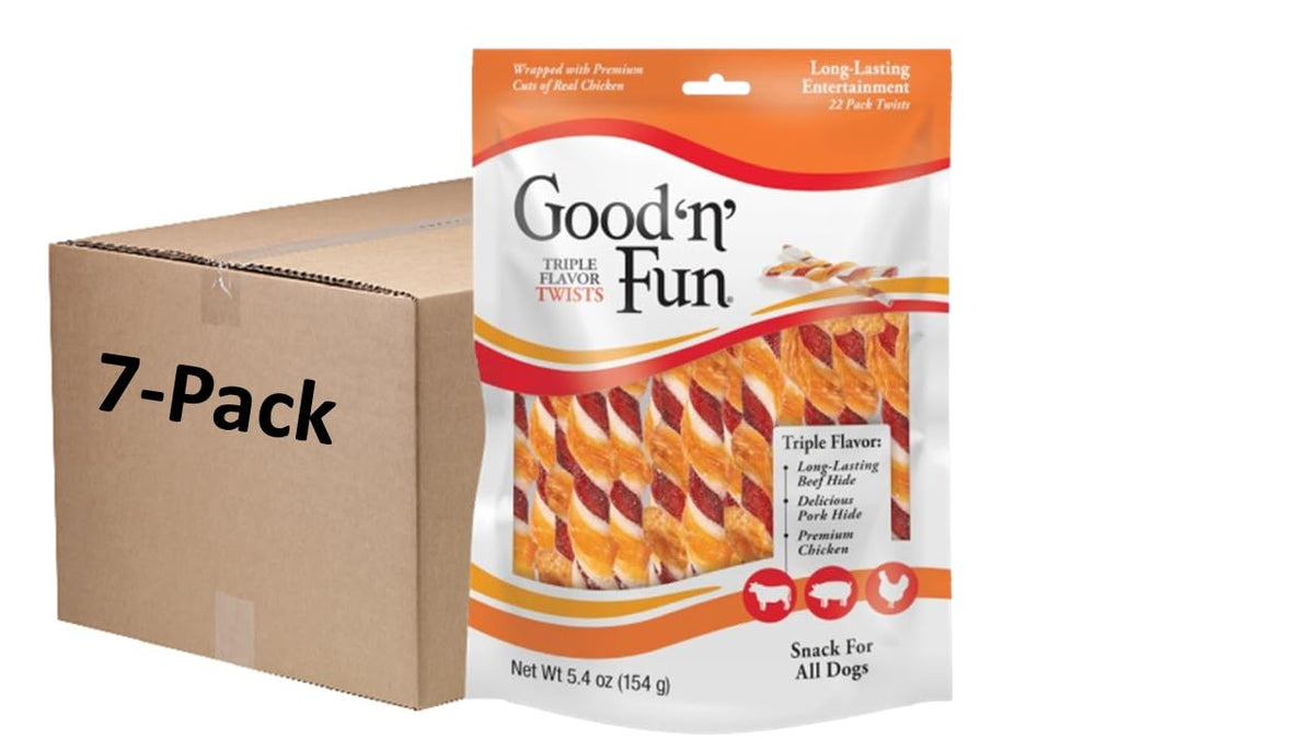 Good 'n' Fun Twists Long-Lasting Dog Treat Made With Real Protein, 22 Count