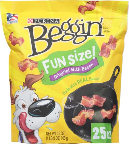 Purina Beggin' Fun Size Dog Treats, Original with Bacon, 25 oz Pouch