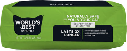 World's Best Cat Litter Comfort Care, Unscented, Odor Control, 32 lb Bag