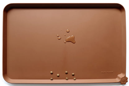 Hoki Found Large Silicone Pet Feeding Tray - Waterproof Dog Pet Cat Feeding Mat - Non Slip Pet Dog Cat Food Bowl Mats Placemat -Pet Water Mats for Carpet -Gray