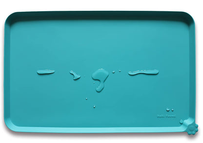 Hoki Found Large Silicone Pet Feeding Tray - Waterproof Dog Pet Cat Feeding Mat - Non Slip Pet Dog Cat Food Bowl Mats Placemat -Pet Water Mats for Carpet -Gray