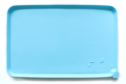 Hoki Found Large Silicone Pet Feeding Tray - Waterproof Dog Pet Cat Feeding Mat - Non Slip Pet Dog Cat Food Bowl Mats Placemat -Pet Water Mats for Carpet -Gray