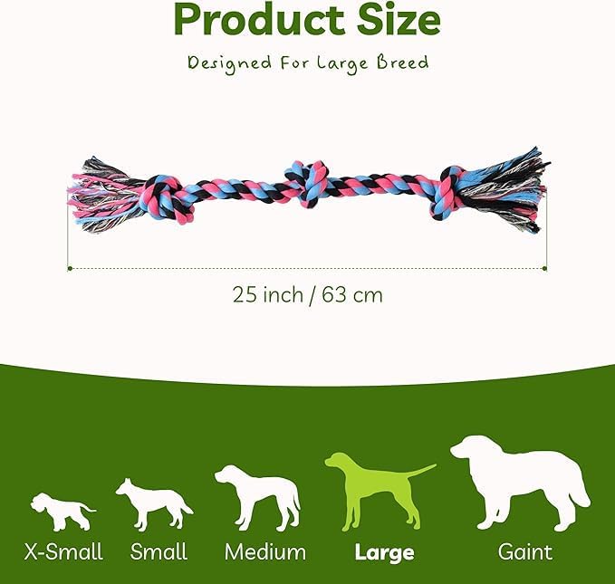 SHARLOVY Large Tough Chew Toys for Aggressive Chewers, 9 Pack Dog Rope Toys