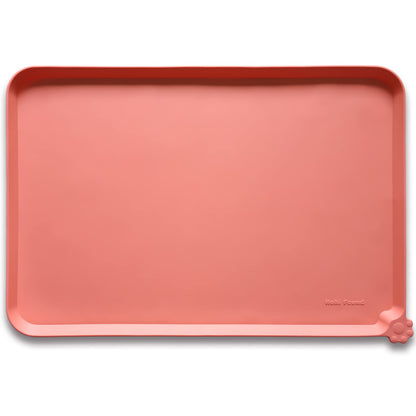 Hoki Found Large Silicone Pet Feeding Tray - Waterproof Dog Pet Cat Feeding Mat - Non Slip Pet Dog Cat Food Bowl Mats Placemat -Pet Water Mats for Carpet -Gray