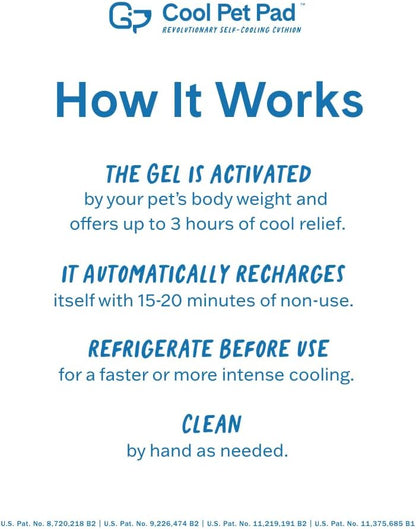 The Green Pet Shop Cool Pet Pad - Medium, Sage Grey - Self-Cooling, Pressure Activated Mat for Dogs & Cats from 21-45 lbs - Non-Toxic Gel, No Water Needed