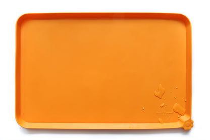 Hoki Found Large Silicone Pet Feeding Tray - Waterproof Dog Pet Cat Feeding Mat - Non Slip Pet Dog Cat Food Bowl Mats Placemat -Pet Water Mats for Carpet -Gray